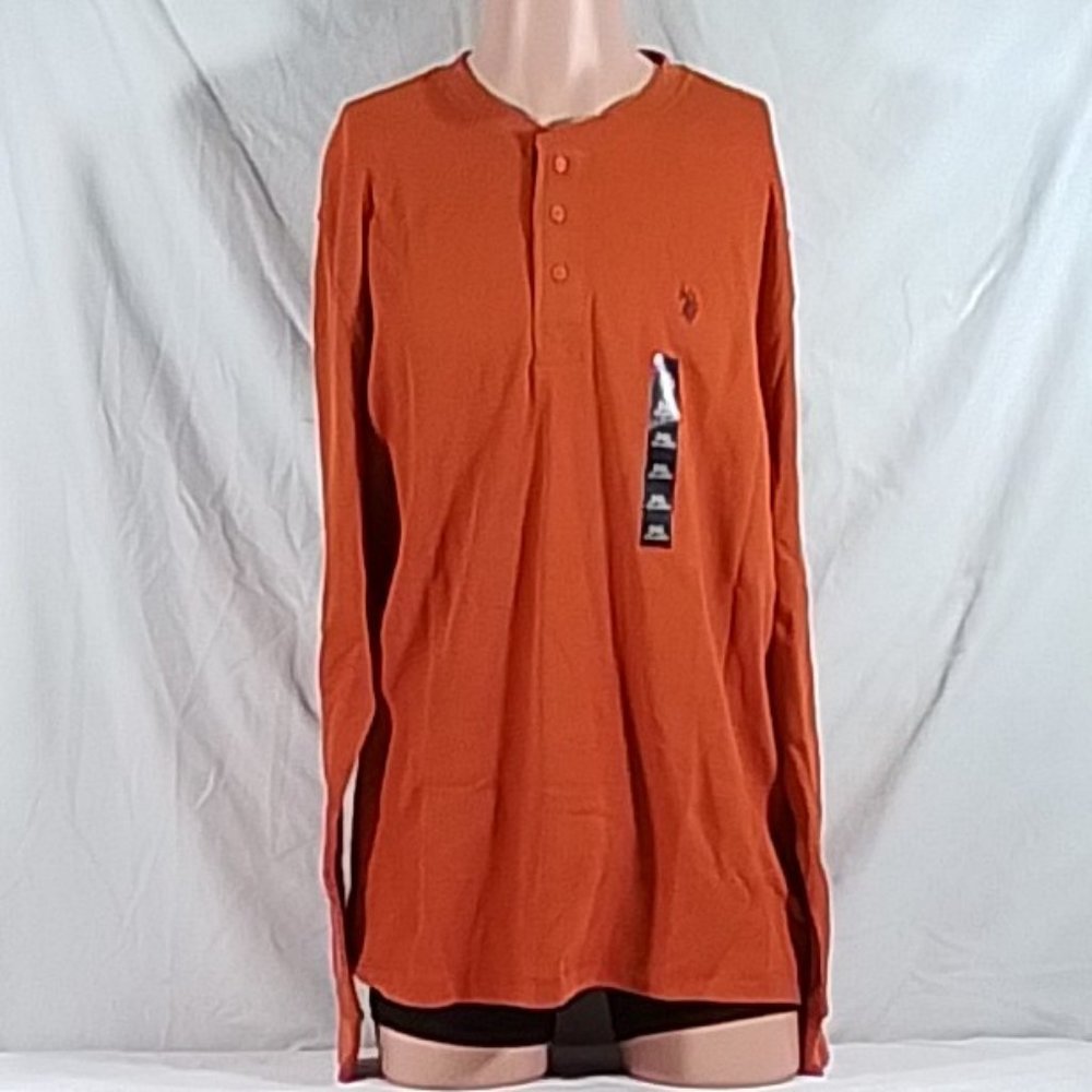 Men's U.S. Polo Assn. Thermal LS Henley - Var Szs - Burnt Orange - NWT